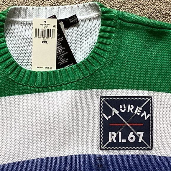 New Womens LRL Lauren Ralph Lauren Linen Knit Striped Sweater MSRP $125 - Picture 3 of 3